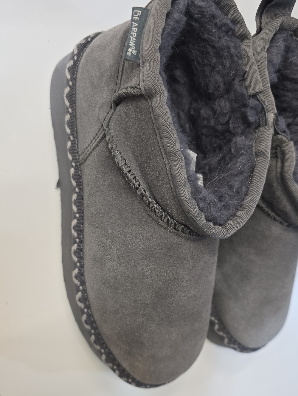 BearPaw Women's Charcoal Suede Shearling Slipper Boots